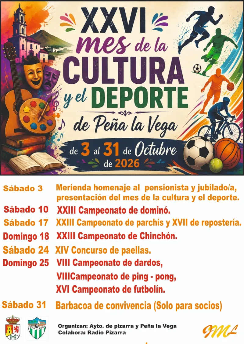 La Peña La Vega de Pizarra organiza su XXVI Mes de la Cultura y el Deporte en octubre