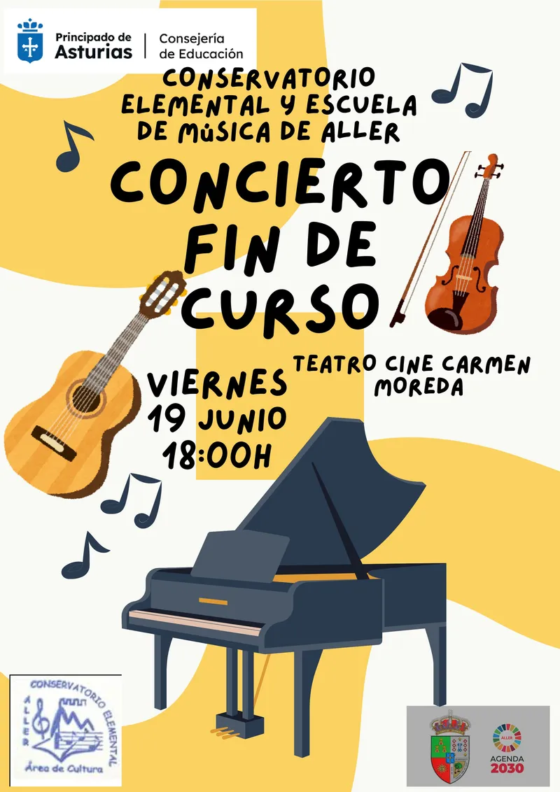 El Conservatorio y la Escuela de Música de Aller celebran su concierto de fin de curso