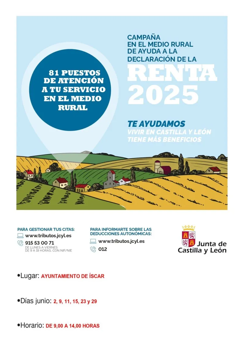 El Ayuntamiento de Íscar ofrece atención personalizada para la Campaña de la Renta 2025