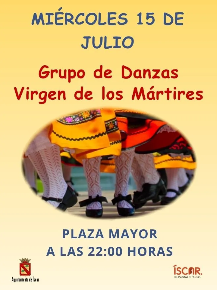 El Grupo de Danzas Virgen de los Mártires actúa en Íscar este miércoles