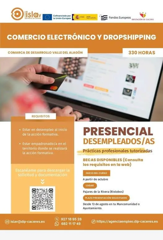 Formación gratuita en comercio electrónico y dropshipping en Pajares de la Rivera