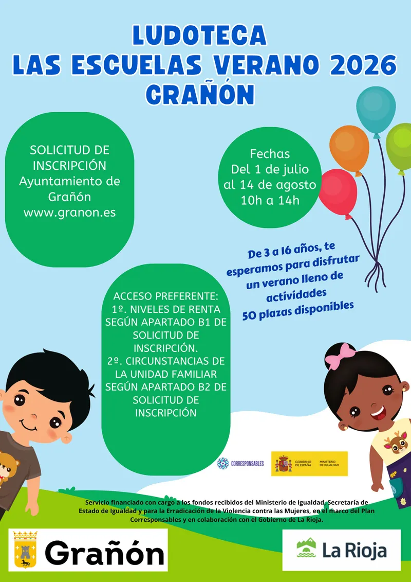 Grañón abre inscripciones para su ludoteca de verano 2026