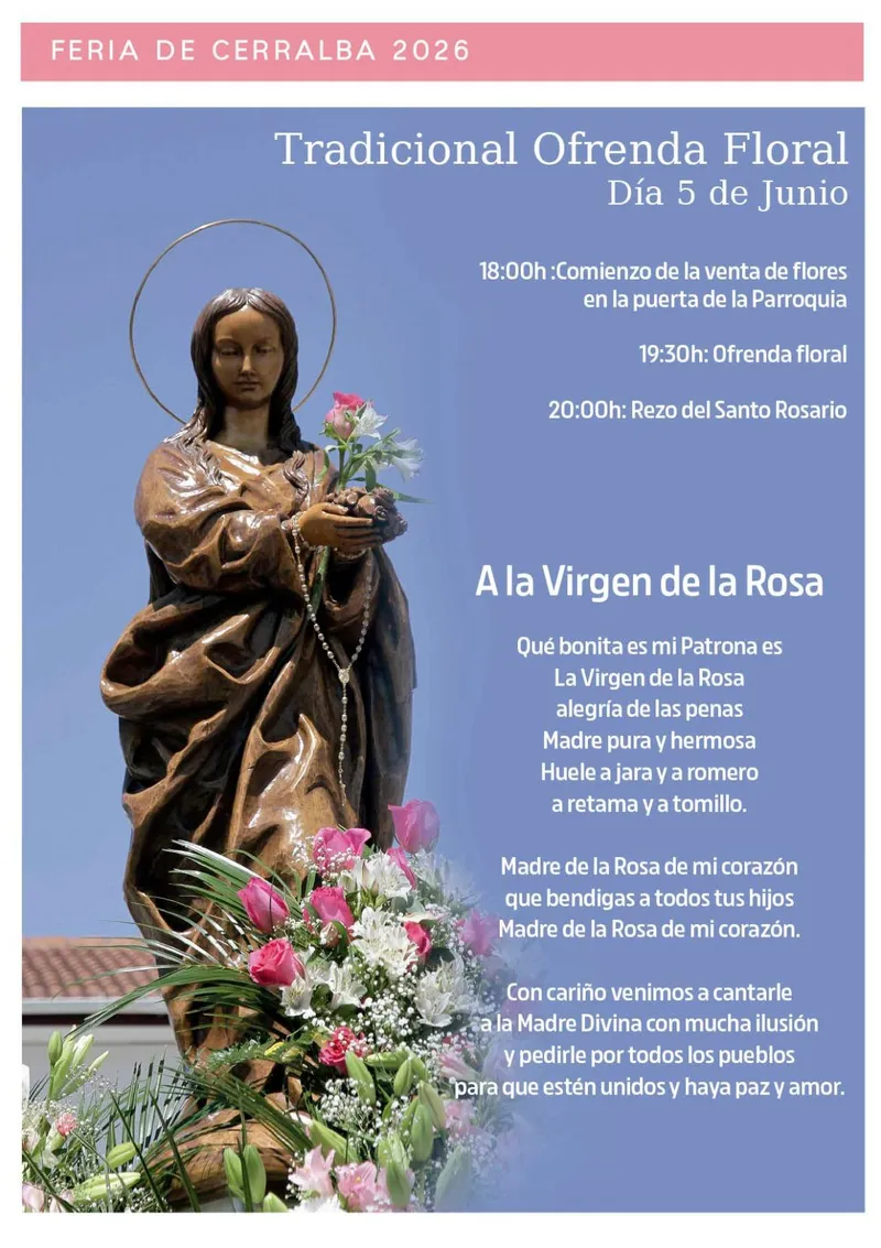 Cerralba celebra sus Fiestas Patronales en honor a la Virgen de la Rosa con romería y feria