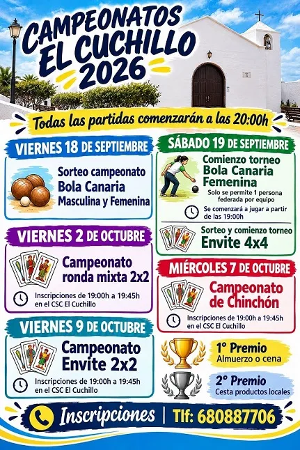 Tinajo celebra los campeonatos de cartas y Bola Canaria en las Fiestas de El Cuchillo