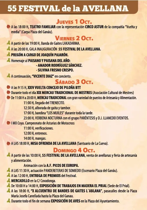 Piloña celebra la 55ª edición del Festival de la Avellana y Ferias de Santa Teresa