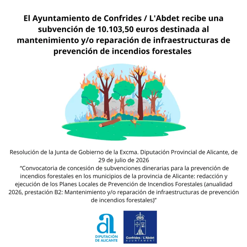 Confrides recibe más de 10.000 euros para mejorar la prevención de incendios forestales