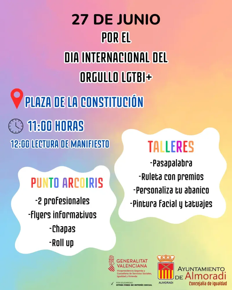 Almoradí celebra el Orgullo LGTBI+ con actividades de sensibilización y teatro