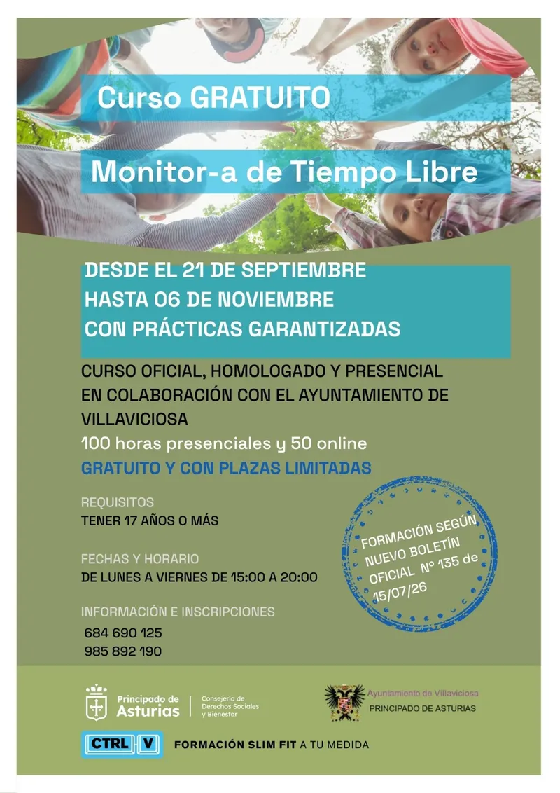 Villaviciosa ofrece curso gratuito de monitor de tiempo libre