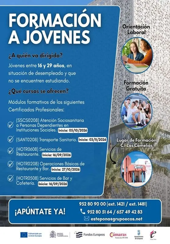 Estepona lanza cursos gratuitos de hostelería para jóvenes con alta empleabilidad