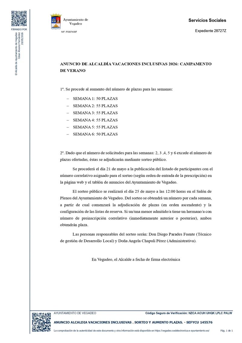 Vegadeo abre el plazo para su campamento de verano inclusivo 2026