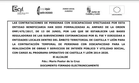 Torreiglesias abre convocatoria para contratar personas con discapacidad