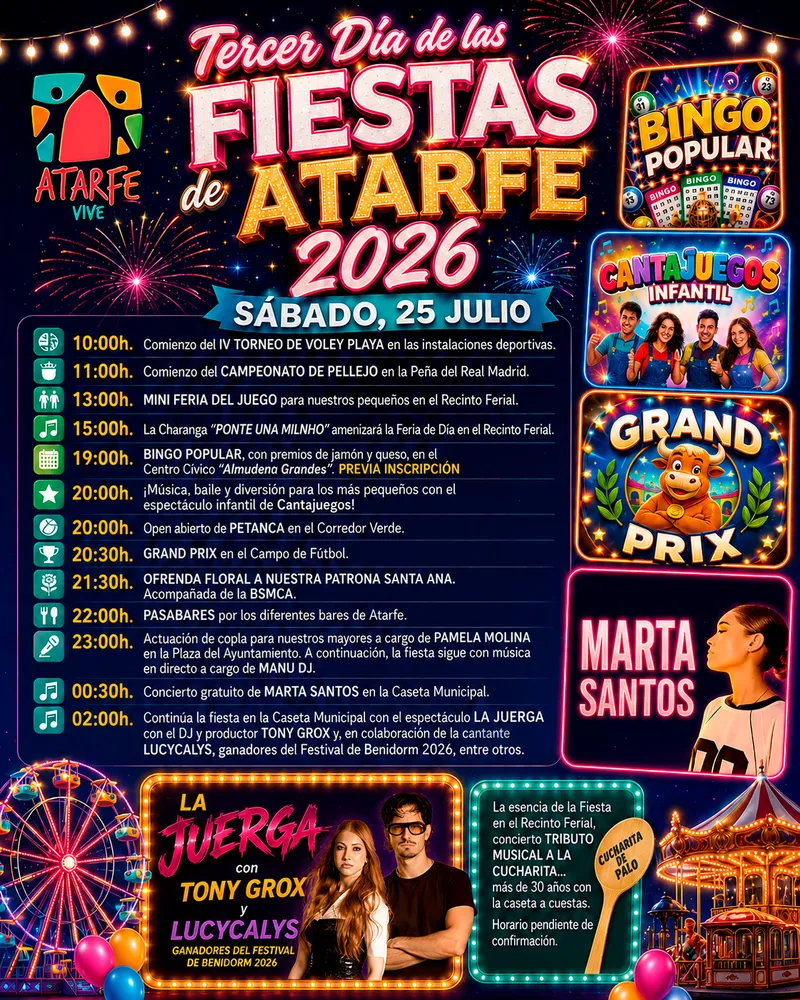 Atarfe celebra el tercer día de sus fiestas con Marta Santos y La Juerga