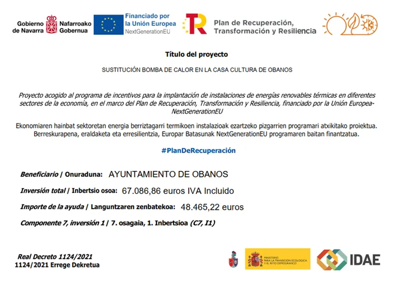 Obanos impulsa la modernización de sus edificios públicos con fondos europeos