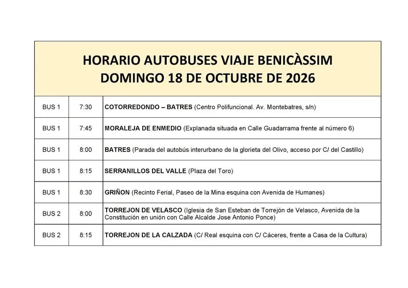 Batres organiza un viaje del IMSERSO a Benicàssim para mayores el 18 de octubre