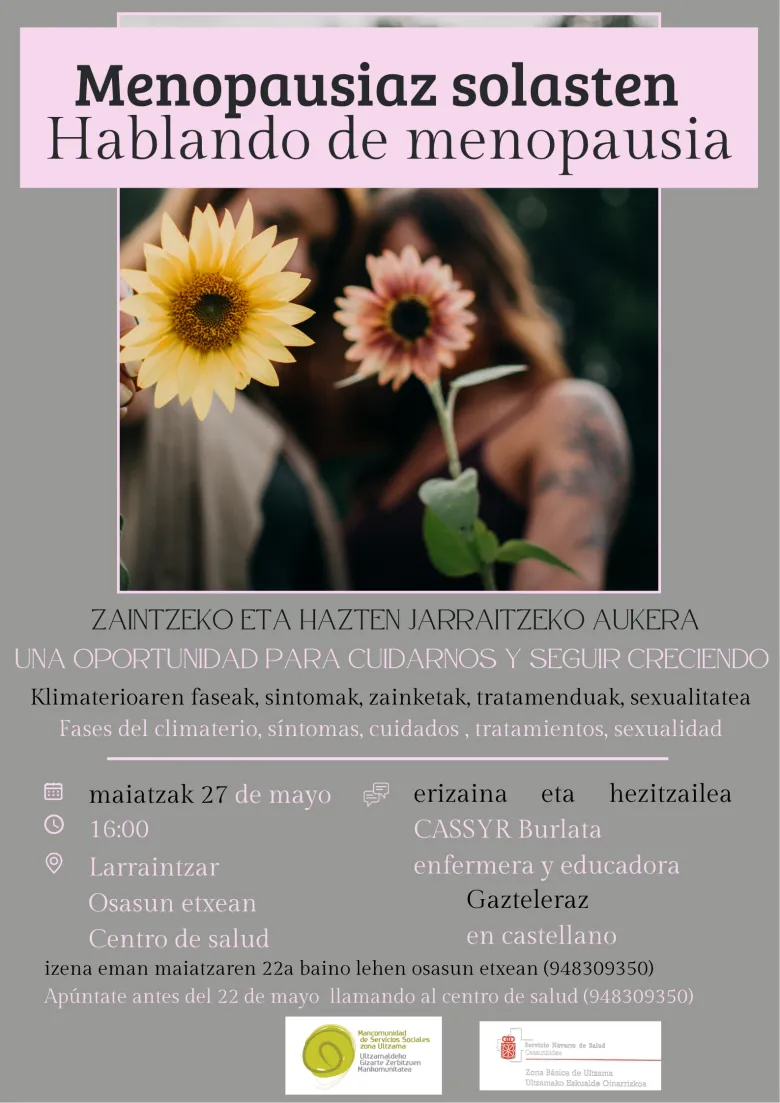 Charla sobre menopausia el 27 de mayo en el Centro de Salud de Larrainzar