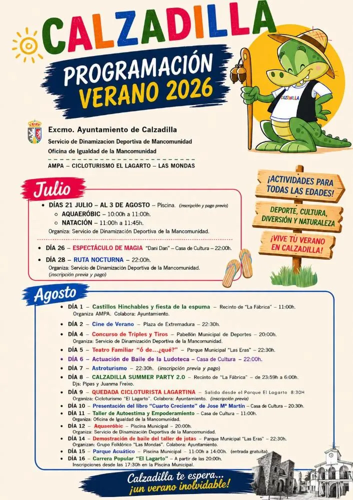 Calzadilla presenta su programación de verano con actividades para todos los públicos