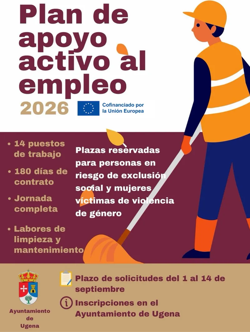 Ugena abre el plazo para 14 empleos temporales en servicios generales