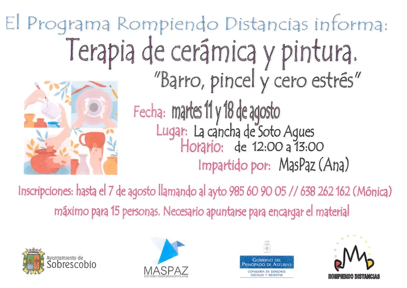 Sobrescobio organiza talleres de cerámica y pintura para reducir el estrés
