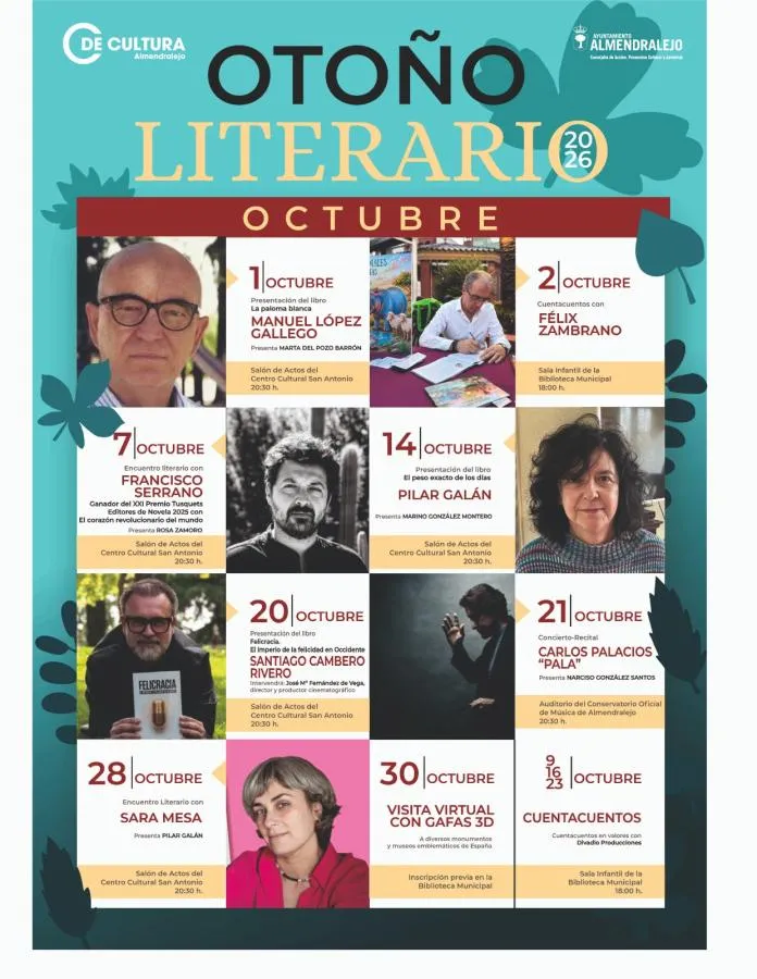 Almendralejo celebra el Otoño Literario con presentaciones, encuentros y recitales