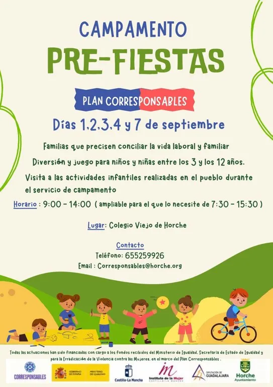 Horche lanza el Campamento Prefiestas Corresponsables para facilitar la conciliación familiar