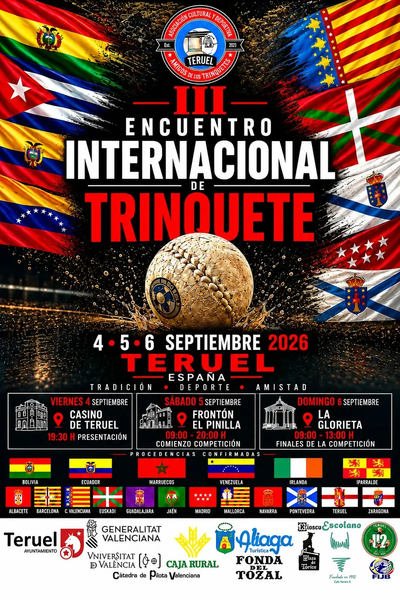 Teruel acoge el III Encuentro Internacional de Trinquete del 4 al 6 de septiembre
