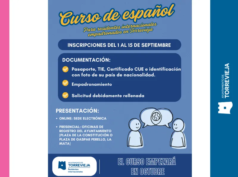 Torrevieja abre inscripciones para cursos de español para residentes internacionales