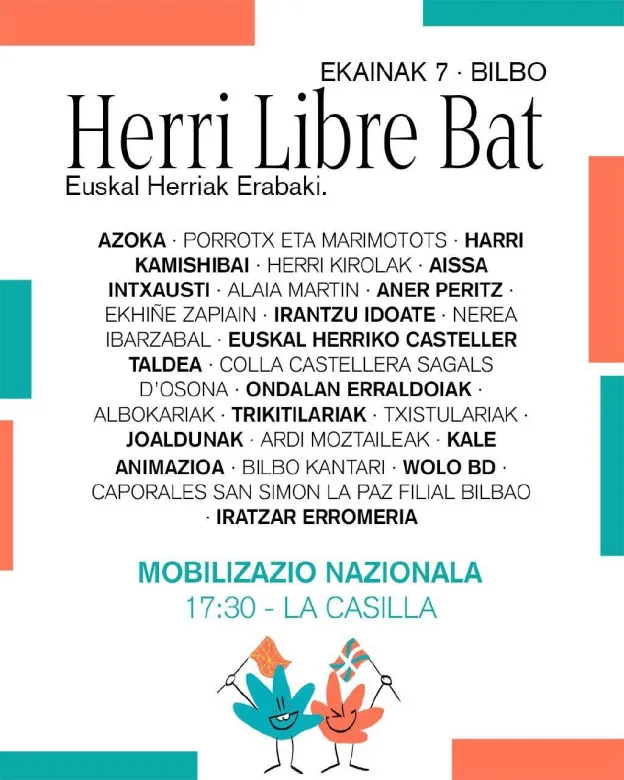 Gure Esku convoca movilización en Bilbao el 7 de junio por un "pueblo libre"