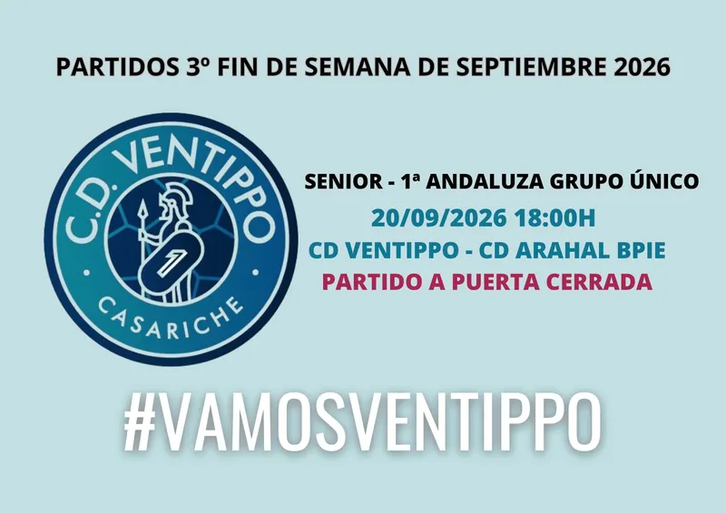 El CD Ventippo de Casariche recibe al CD Arahal Balompié en casa