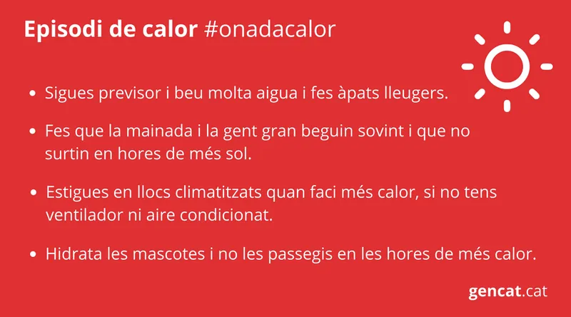 Protección Civil de Canyelles emite recomendaciones ante la ola de calor
