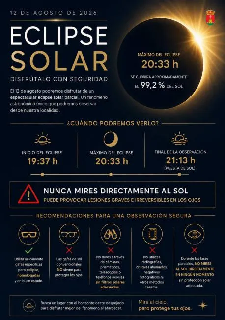 Mocejón se prepara para el eclipse solar total del 12 de agosto con advertencias de seguridad
