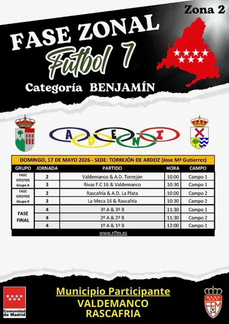 El equipo benjamín de Rascafría participa en la Jornada de Fútbol 7 en Torrejón de Ardoz