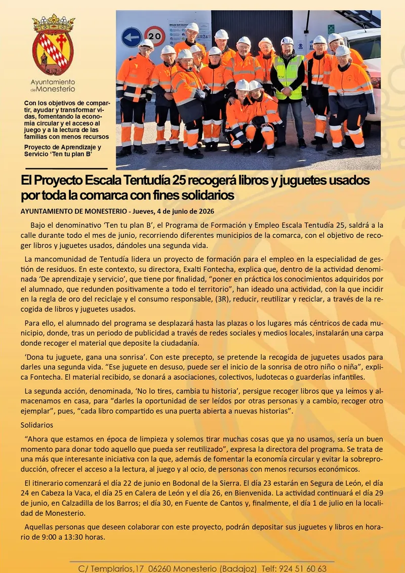 El Proyecto Escala Tentudía 25 lanza una campaña solidaria de recogida de libros y juguetes en la comarca
