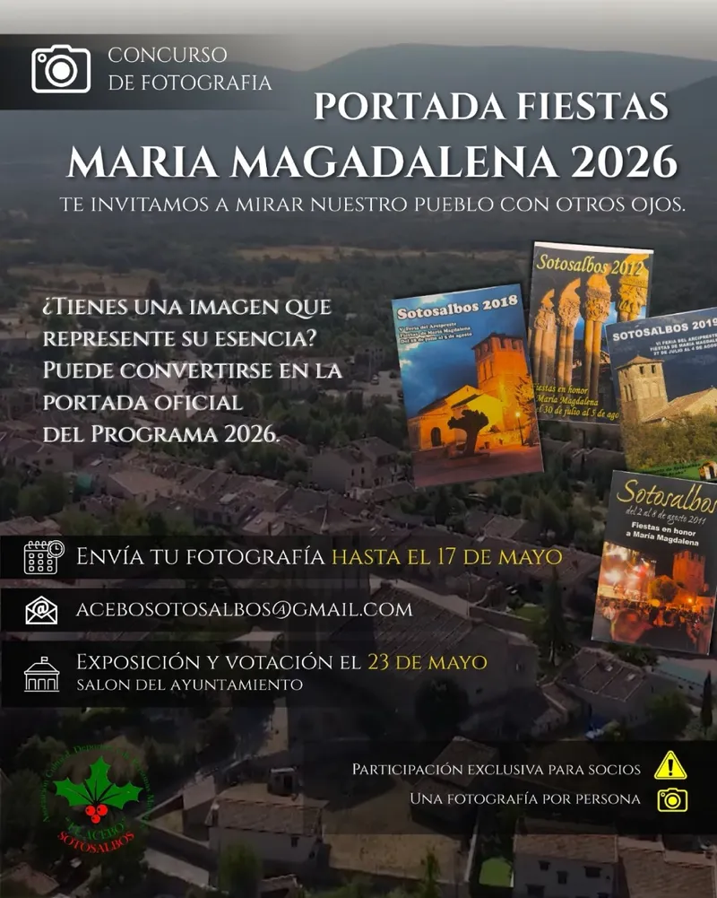 Sotosalbos convoca concurso fotográfico para el cartel de las Fiestas de María Magdalena 2026