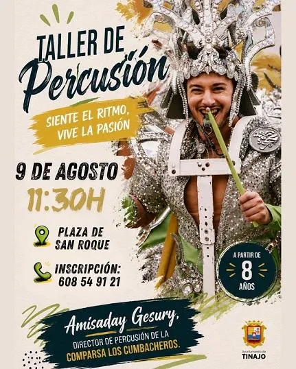 Tinajo celebra las Fiestas de San Roque con un taller de percusión para mayores de ocho años