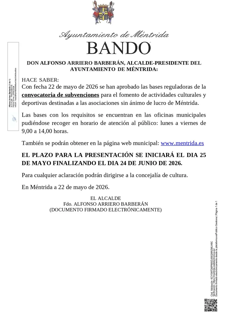 Méntrida abre el plazo para solicitar subvenciones culturales y deportivas