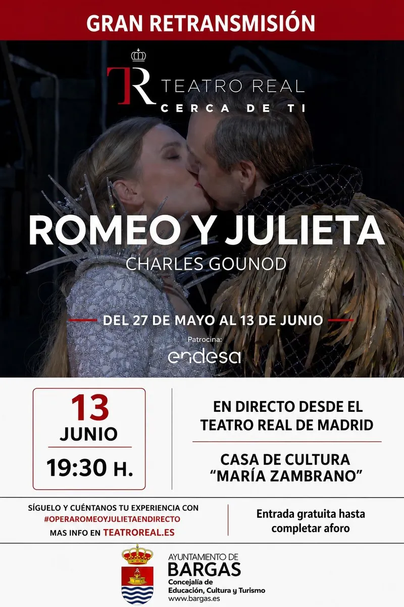 Bargas retransmite en directo la ópera 'Romeo y Julieta' del Teatro Real