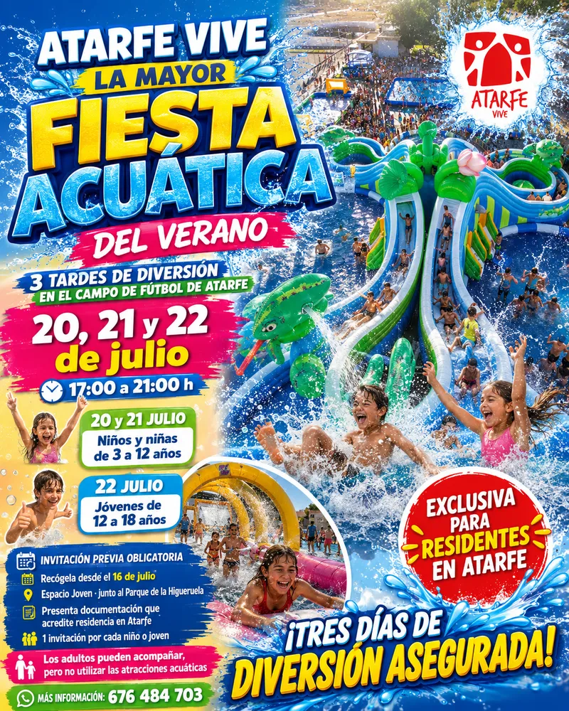Atarfe amplía la Fiesta Acuática a todas las edades por alta demanda