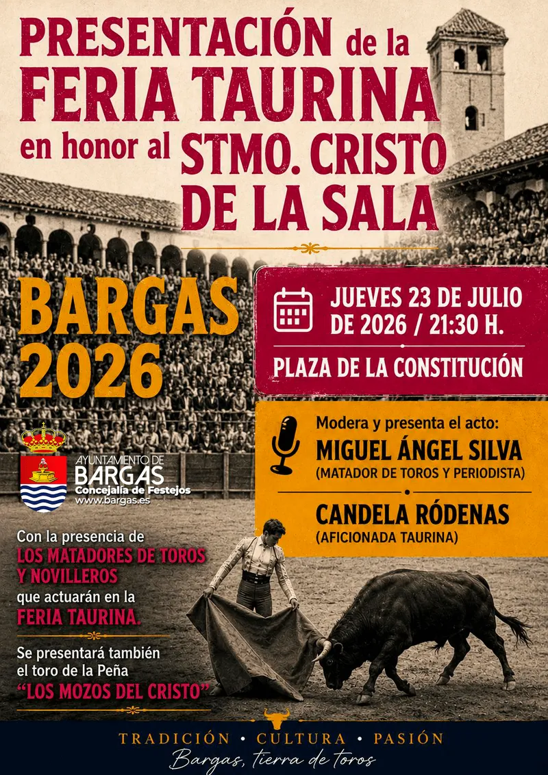 Bargas presenta la Feria Taurina 2026 en honor al Stmo. Cristo de la Sala