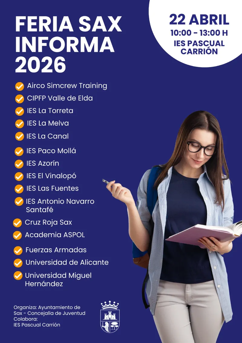Sax celebra la Feria de Información Educativa para orientar a los estudiantes