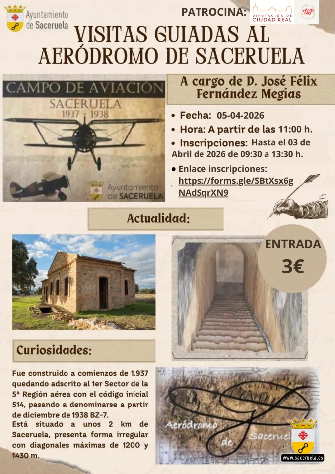 Saceruela organiza una visita guiada al aeródromo el 30 de marzo