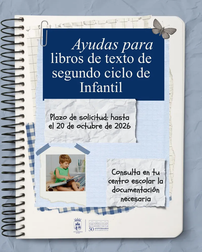 Sax abre el plazo para solicitar ayudas de libros de texto para Infantil