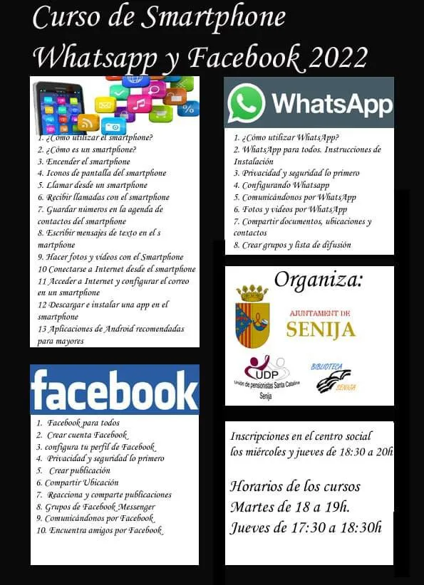 Senija organiza un curso de smartphone, WhatsApp y Facebook para mayores