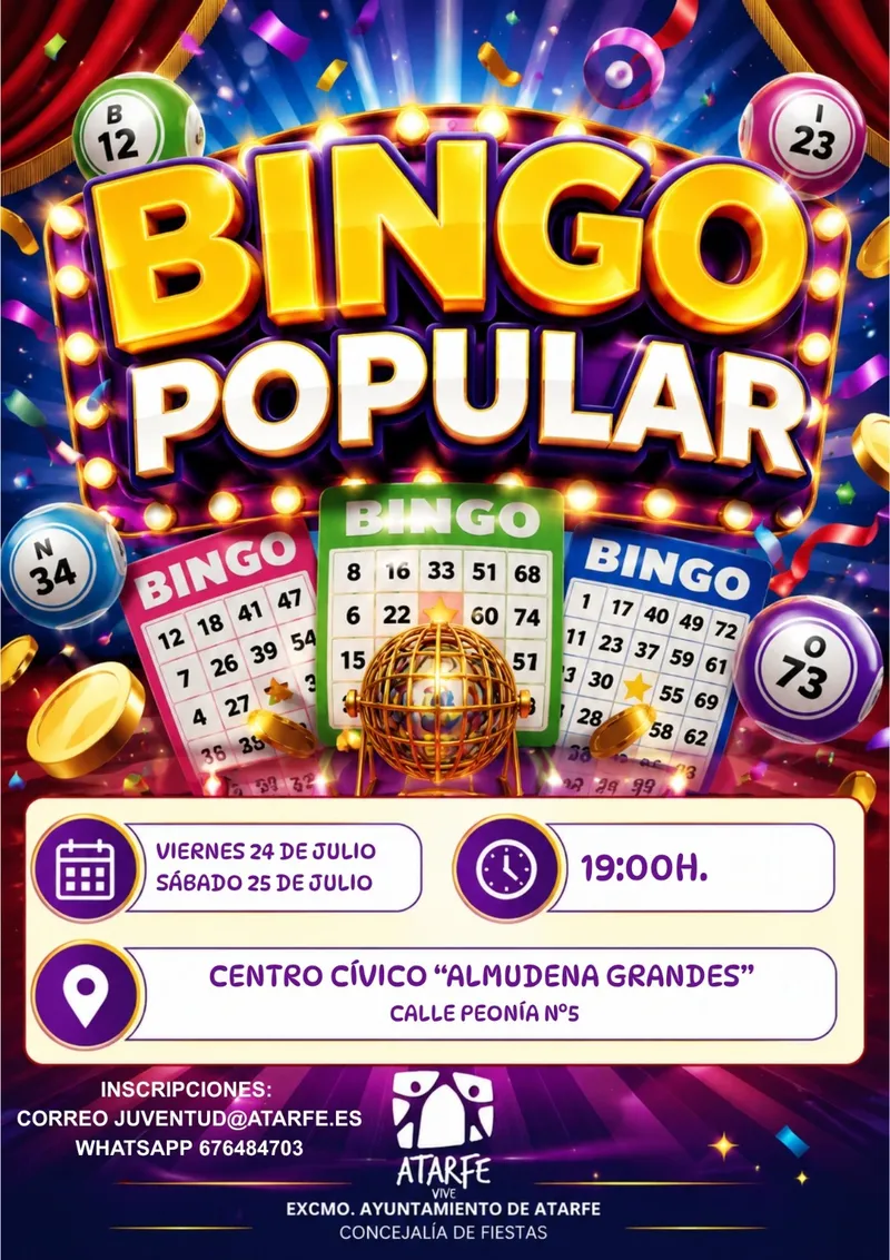 El bingo regresa a las Fiestas de Atarfe con dos tardes de premios y diversión
