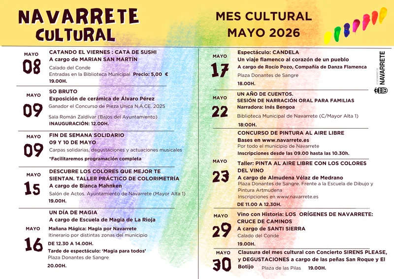 Navarrete celebra mayo con un mes repleto de actividades culturales y solidarias