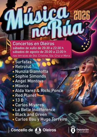 Oleiros programa música en las calles de Santa Cristina, Santa Cruz y Mera durante el verano