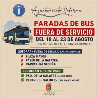 Cortes de paradas de autobús en Esquivias por las fiestas patronales