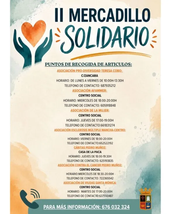 Pedro Muñoz celebra su II Mercadillo Solidario el 3 de julio