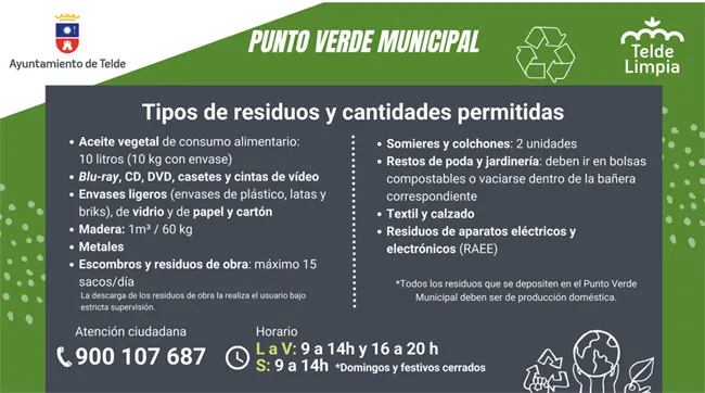 Telde recuerda la ubicación y horario del punto limpio de Las Rubiesas