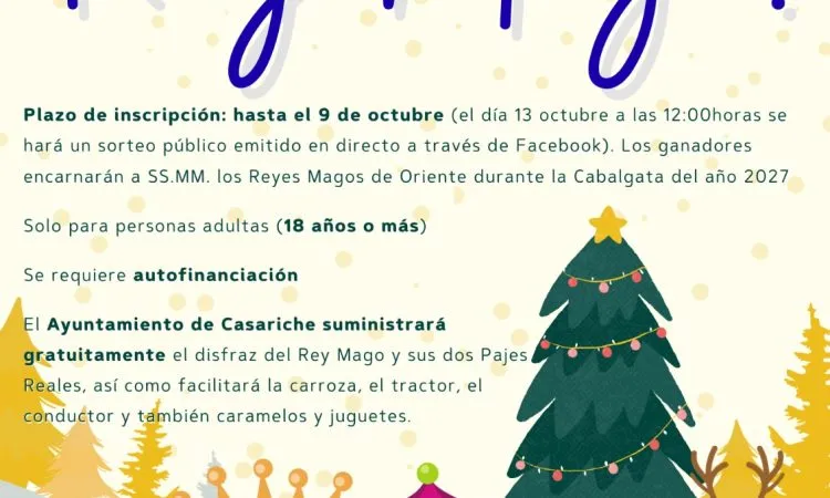 Casariche abre el plazo para ser Rey Mago en la Cabalgata de 2027