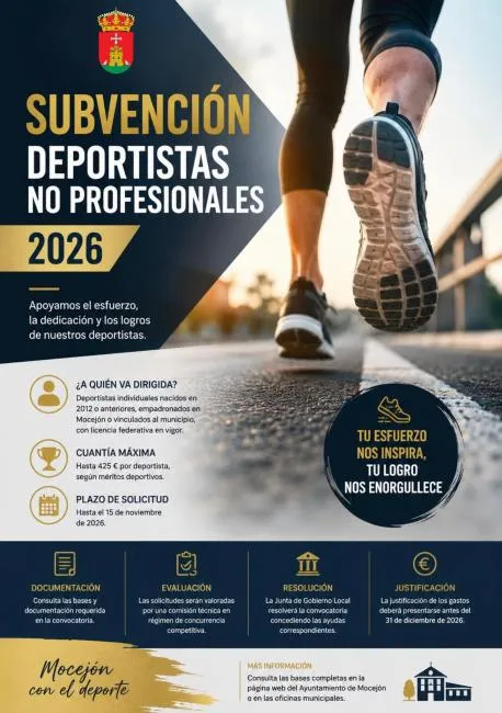 Mocejón abre la convocatoria de subvenciones para deportistas no profesionales 2026